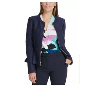 DKNY Faux-Suede Zip-Front Peplum Jacket